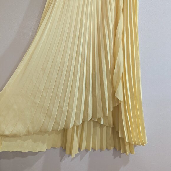 & OTHER STORIES PARIS ATELIER Satin Accordion Wrap Skirt 2 Sunshine Yellow - Picture 5 of 10